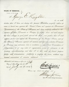 Loyaliteitseed van George E. Leighton uit Missouri, County of St. Louis