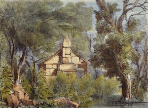 Stenen Huis, Richmond Gardens, plaat 23 uit Kew Gardens: Een Serie van Vierentwintig Tekeningen op Steen, gegraveerd door Charles Hullmandel (1789-1850) gepubliceerd 1820