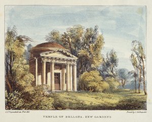 Tempel van Bellona, Kew Gardens, plaat 24 uit Kew Gardens: Een Serie van Vierentwintig Tekeningen op Steen, gegraveerd door Charles Hullmandel (1789-1850) gepubliceerd 1820 door George Ernest after Papendiek