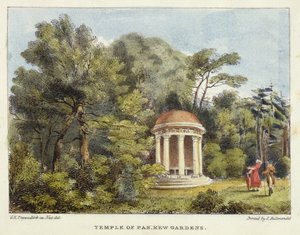 Tempel van Pan, Kew Gardens, plaat 12 uit Kew Gardens: Een Serie van Vierentwintig Tekeningen op Steen, gegraveerd door Charles Hullmandel (1789-1850) gepubliceerd 1820
