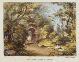 De Ruïnes, Kew Gardens, plaat 15 uit Kew Gardens: Een Serie van Vierentwintig Tekeningen op Steen, gegraveerd door Charles Hullmandel (1789-1850) gepubliceerd 1820