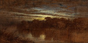 Schemering op de Avon, ruïnes van Kenilworth Castle in de verte door George F. Teniswood