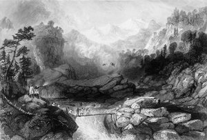 Oversteek door een Sangha, nabij Jumnootree, 1838 door George Francis White