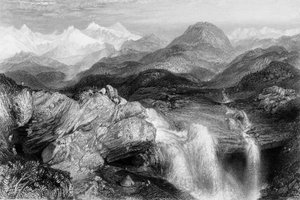 Watervallen bij de Bron van de Jumna, 1838 door George Francis White