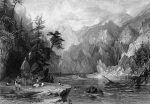 Gungootree, de heilige bron van de Ganges, 1838 door George Francis White