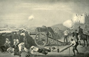 Een zware dag in de batterijen voor Delhi, 1857, 1901 door George Francklin Atkinson