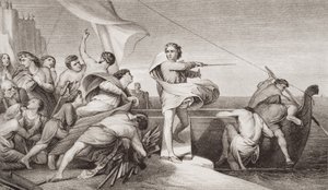 Koning Alfred spoort de Angelsaksen aan om de invasie van de Denen in 876 na Christus af te weren, uit 