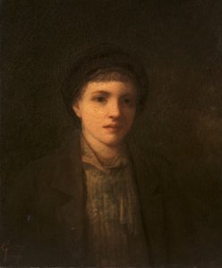 Kop van een jongen (olieverf op doek) door George Fuller