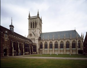 Gotische kunst: uitzicht op Saint John College opgericht in 1511 door de gravin van Richmond