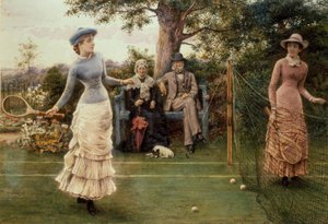 Tennisspel door George Goodwin Kilburne