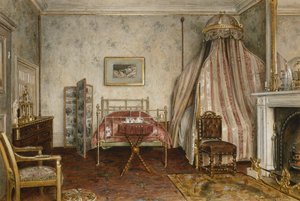Uitzicht op de slaapkamer waar Napoleon III stierf, Camden Place, Chislehurst, Kent, 1873 door George Goodwin Kilburne