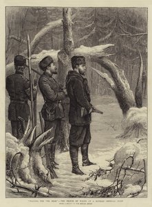 Wachten op de beer, de prins van Wales bij een Russische keizerlijke jacht door George Goodwin Kilburne