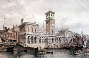Billingsgate Wharf en Markt, Londen door George Hawkins