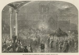De Borough Market, Londen, op kerstavond door George Haydock Dodgson