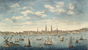 Een oostelijk aanzicht van de stad Philadelphia, in de provincie Pennsylvania, in Noord-Amerika: genomen vanaf de Jersey Shore, uitgegeven Londen, 1774 door George Heap