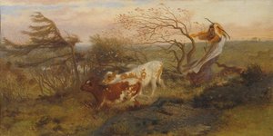 De wind op de Wold, 1862 door George Hemming Mason