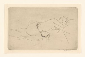 Liggend vrouwelijk naakt door George Hendrik Breitner (signed by artist)