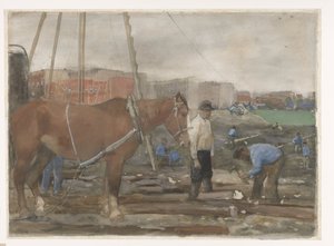 Bouwterrein Oud-West te Amsterdam door George Hendrik Breitner