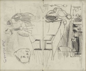 Figuren in de Visbank te Delft en figuurstudies door George Hendrik Breitner
