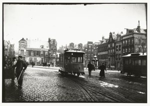 Gezicht op het Leidseplein in Amsterdam