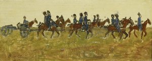 Huzaren op manoeuvre door George Hendrik Breitner