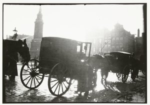 Rijtuigen op de Dam in Amsterdam door George Hendrik Breitner