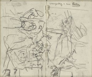 Studieblad met figuren en een koe door George Hendrik Breitner