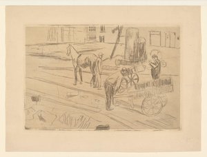 Werkzaamheden in de bouwput Sint Agnietenstraat te Amsterdam door George Hendrik Breitner