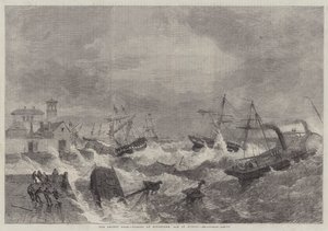 De recente storm, wrakken bij Kingstown, Baai van Dublin door George Henry Andrews