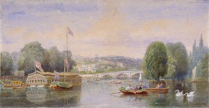 De Rivier de Theems met de Richmond Bridge en Richmond Hill in de verte, Londen, 1867 door George Henry Andrews