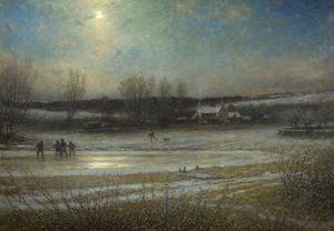 Een Koude Nacht - de Bevroren Molenplas, c.1904 door George Henry Boughton