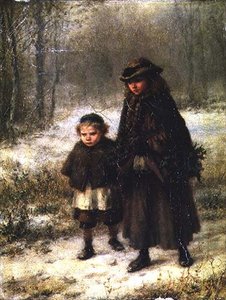 Een winterochtendwandeling door George Henry Boughton