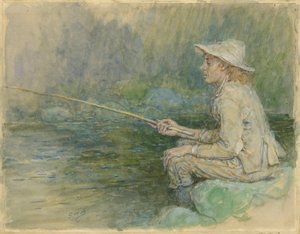 Jongen aan het vissen door George Henry Boughton
