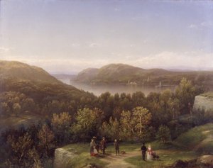 Hudson River Valley vanaf Fort Putnam, West Point, 1855 door George Henry Boughton