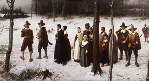 Pelgrims die naar de kerk gaan, 1867