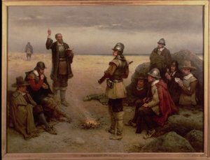De landing van de pelgrimvaders, 1620 door George Henry Boughton