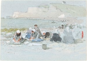 Wasvrouwen op het Strand van Etretat door George Henry Boughton