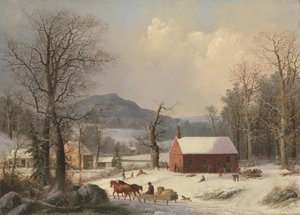 Rode Schoolhuis door George Henry Durrie