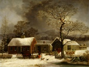 Winters tafereel in New Haven, Connecticut door George Henry Durrie