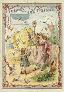 De duiven voeren (chromolitho) door George Henry Edwards