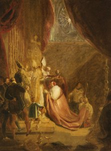 Wolsey ontvangt de kardinaalshoed in Westminster Abbey door George Henry Harlow