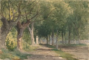 Laan met bomen door George Henry Smillie