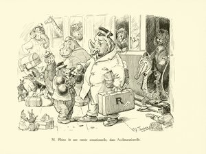 Mr Rhino maakte een sensationele entree in Acclimatationville (litho) door George Henry Thompson