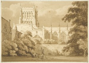 Zuidelijk uitzicht op de kathedraal van Bristol door George Holmes