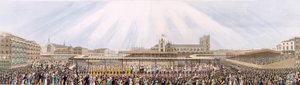 Uitzicht op de kroningsprocessie van Koning George IV van Westminster Hall naar de Abdij, 19 juli 1821 door George Humphrey