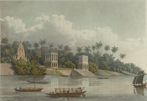 Hindoe Pagodes onder Barrackpore aan de Ganges
