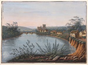 West Tanfield aan de rivier Ure, Yorkshire door George I Cuitt