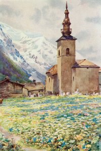 Mont Blanc en de Kerk van Argentiere