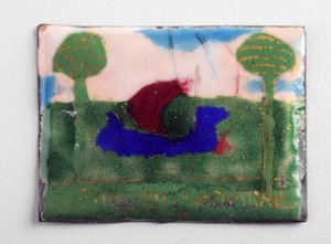 Emaille plaquette met een schets