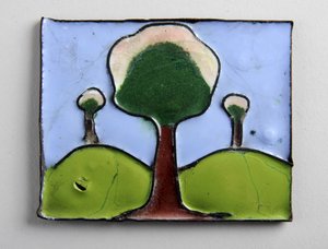 Emaille plaquette met drie bomen